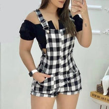 Load image into Gallery viewer, Sexy Plaid Wide Strap Romper

