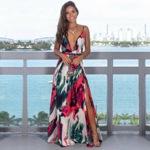 Load image into Gallery viewer, Boho Sleeveless Beach Party Floral Print Dresses
