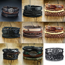 Load image into Gallery viewer, Braided Wrap Leather Bracelets for Men Vintage Life Tree
