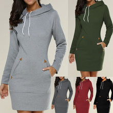 Load image into Gallery viewer, Extra Long Plain Hooded Elegant Dress Women Casual Wear
