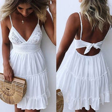 Load image into Gallery viewer, Sexy Bow Backless V-neck Mini Beach Dresses

