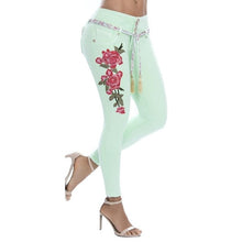 Load image into Gallery viewer, Sexy Floral Embroidery High Waist Skinny Jeans Denim/ Polyester/ Spandex Jeans S-5XL
