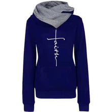 Load image into Gallery viewer, Sweatshirts Women Faith Embroidered Sweatshirt Long Sleeve Pullovers Christmas Casual Warm Hooded Tops
