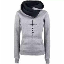 Load image into Gallery viewer, Sweatshirts Women Faith Embroidered Sweatshirt Long Sleeve Pullovers Christmas Casual Warm Hooded Tops
