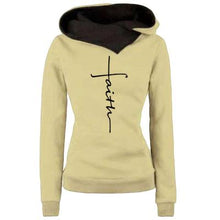 Load image into Gallery viewer, Sweatshirts Women Faith Embroidered Sweatshirt Long Sleeve Pullovers Christmas Casual Warm Hooded Tops
