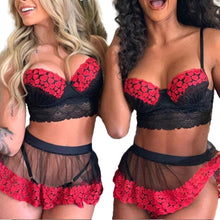 Load image into Gallery viewer, Ladies 3pcs Sexy Lingerie Lace Baby Doll Thong/ Dress Set/ Sexy Bodysuit

