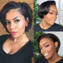 Load image into Gallery viewer, Pixie Cut Bob Lace Front Human Hair Wigs Brazilian Remy With Baby Hair 130% Density
