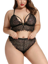 Load image into Gallery viewer, Plus Size Red Baby Doll Lace Split Cup Chemise Set
