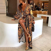 Load image into Gallery viewer, Elegant Sexy V Neck Print Party Formal Long Dresses
