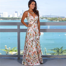 Load image into Gallery viewer, Boho Sleeveless Beach Party Floral Print Dresses
