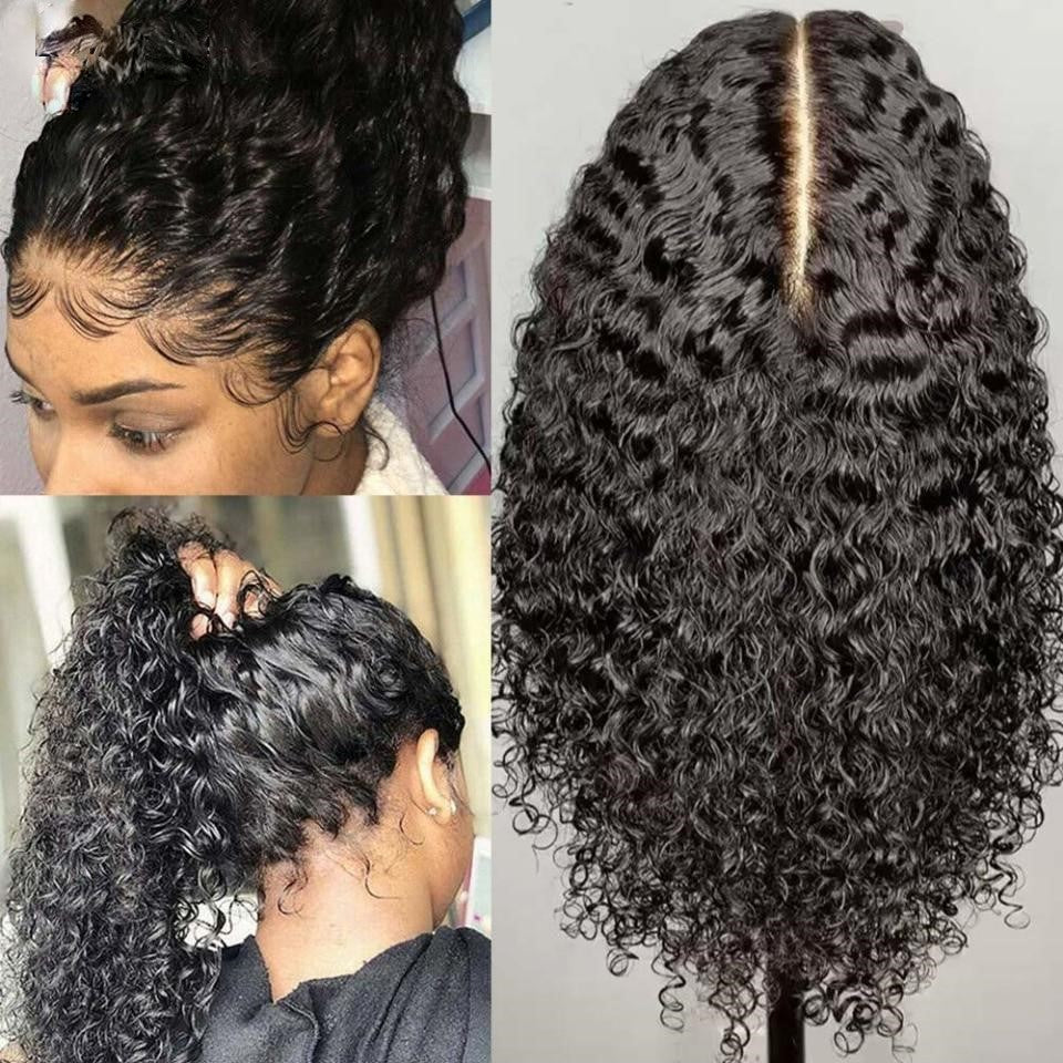 Lace Front Human Hair Deep Jerry Kinky Curly Glueless Brazilian Remy Wigs Pre Plucked Bleached Knots