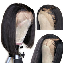 Load image into Gallery viewer, Short Bob Wig Straight T Part Lace 100% Human Hair Natural Brazilian Remy Wigs Pre plucked
