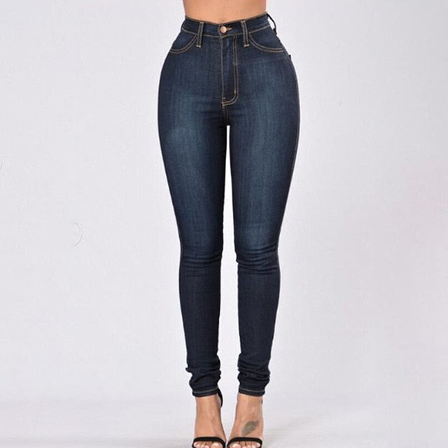 Elastic Skinny Stretch Jeans Plus Size 3XL High Waist Jeans Washed Casual Denim Pencil Pants