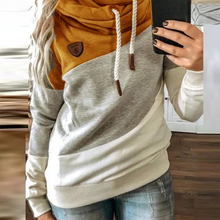 Load image into Gallery viewer, Patchwork Autumn Winter Leopard  Drawstring Hoodie Casual Long Sleeve Pullover Tops Female
