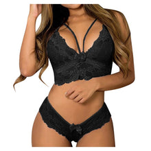 Load image into Gallery viewer, Sexy Corset Lace Rose Pattern G-String Set
