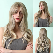 Load image into Gallery viewer, Natural Heat Resistant Synthetic Wigs Blonde, Ombre Blonde Brown Long With Middle Part
