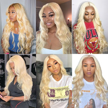 Load image into Gallery viewer, 613 Blonde Transparent Lace Front Human Hair Wigs Middle Part 13x1 Remy Brazilian Body Wave Pre Plucked 150%
