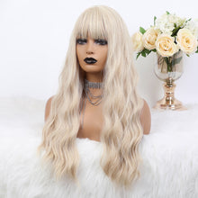 Load image into Gallery viewer, Natural Heat Resistant Synthetic Wigs Blonde, Ombre Blonde Brown Long With Middle Part
