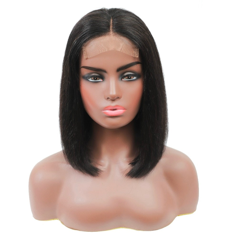 Blunt Cut Bob Brazilian Lace Frontal Human Hair Wigs Straight Bob Remy 4X4 Lace Closure Bob Wigs With Baby Hair