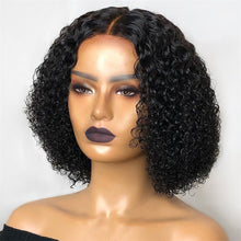 Load image into Gallery viewer, Kinky Curly Hair Natural Part Synthetic Wig 180% Density Machine Made Short Bob Wig
