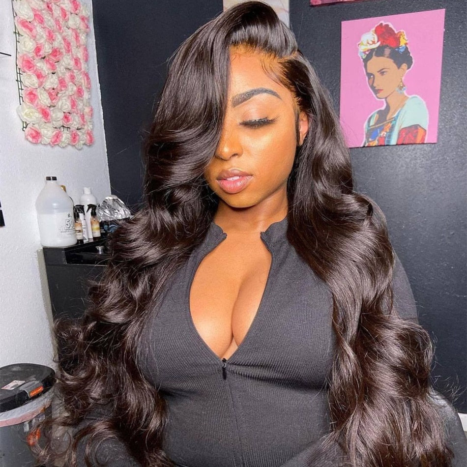 30 Inch Body Wave Lace Front Wig 13x4 Lace Frontal Human Hair Wigs Brazilian Pre-plucked HD Loose Deep Wave Wigs