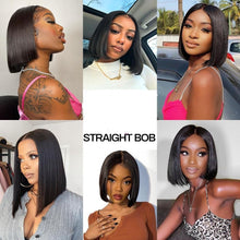 Load image into Gallery viewer, Human Hair Wigs 4X4 Lace Closure Straight Short Bob Wig Malaysian Lace Frontal
