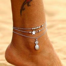 Load image into Gallery viewer, Bohemian Gold Or Sliver Multilayer Crystal Ankle Bracelet Foot Chains
