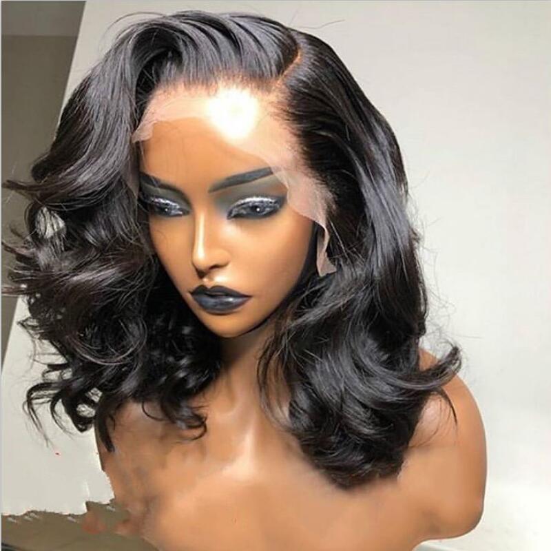 Natural Pre Plucked Lace Frontal Human Hair Loose Wave Brazilian Remy Bob Wigs