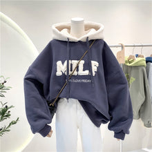 Load image into Gallery viewer, Letter Printing Embroidery Hoodies Female Winter Hooded Sweatshirts  Large Size Fashionable
