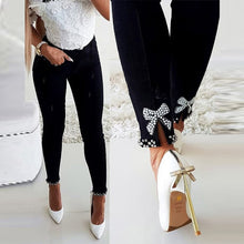 Load image into Gallery viewer, High Waist Trousers Fashion Lady Side Hollow Out Pencil Elegant Solid Women Skinny Jeans
